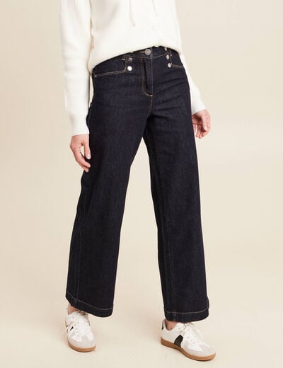 Jean large &agrave; pont denim brut femme