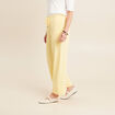 Pantalon large taille haute jaune pastel femme