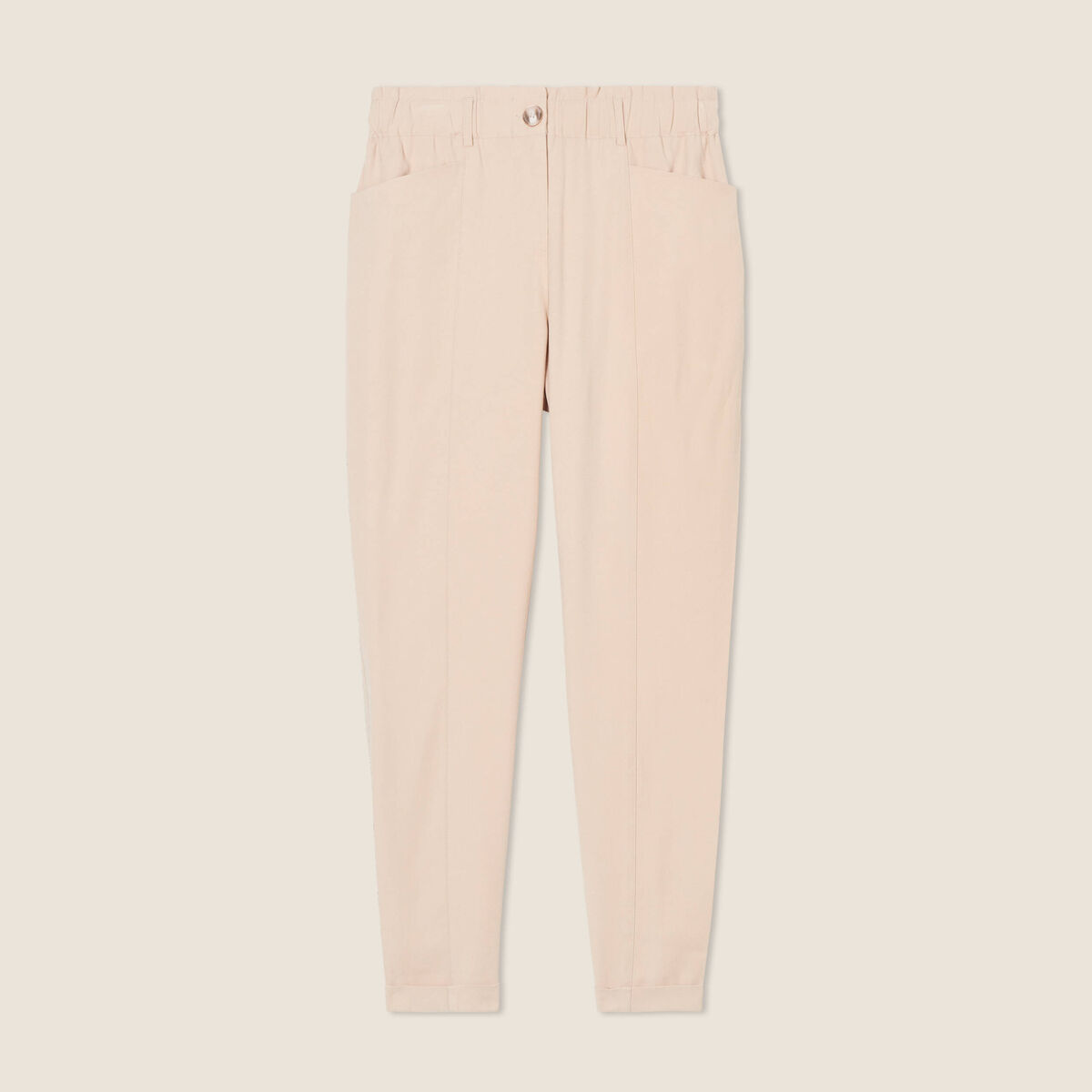 Pantalon carotte 7/8&egrave;me beige femme