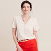 Blouse manches courtes brodée ivoire femme