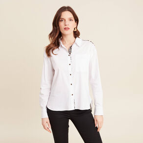 Chemise manches longues ecru femme