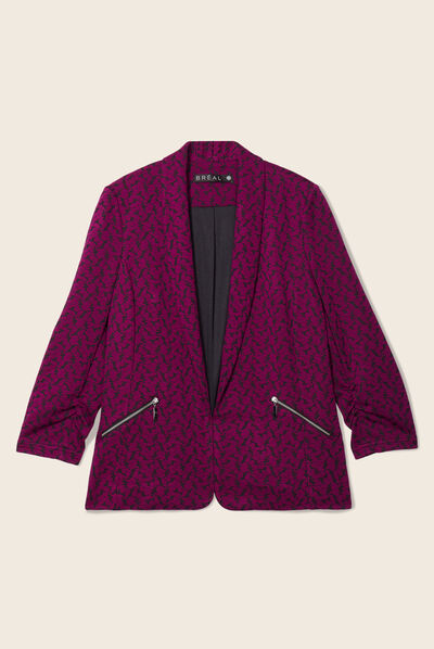 Veste ajustée col châle rose fushia femme