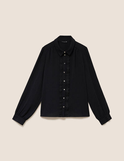 Chemise fluide manches longues dentelle noir femme