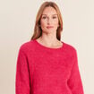 Pull droit col rond manches longues rose femme