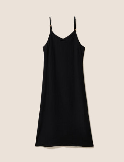 Robe longue d&eacute;collet&eacute; &agrave; fines bretelles noir femme