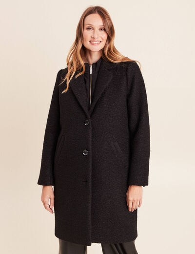 Manteau 3 en 1 col montant doubl&eacute; noir femme