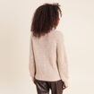 Pull droit col montant manches longues beige femme