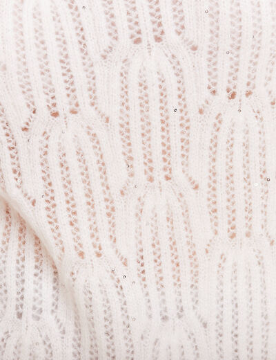 Pull manches longues sequins ecru femme