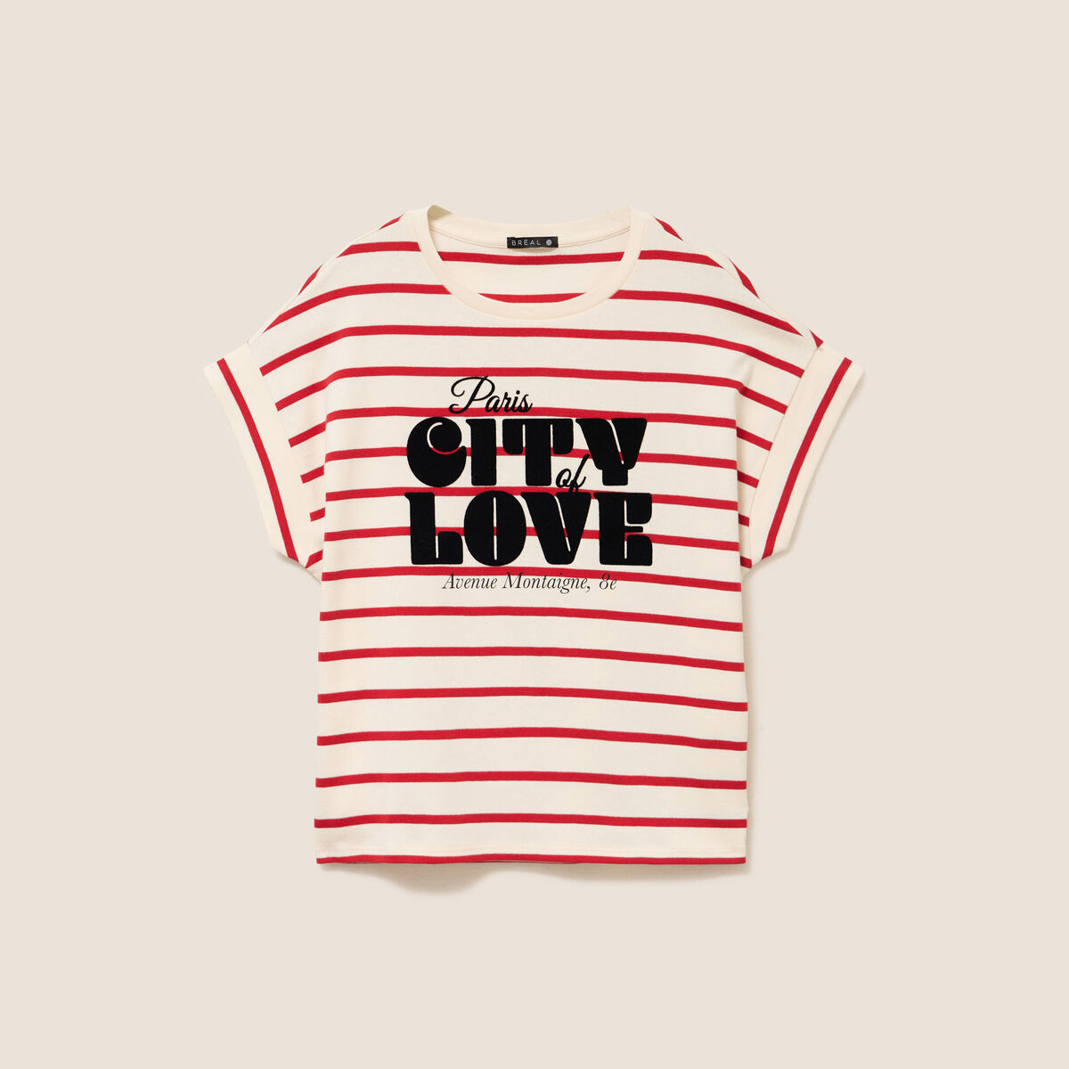 T-shirt droit col rond manches courtes rouge femme