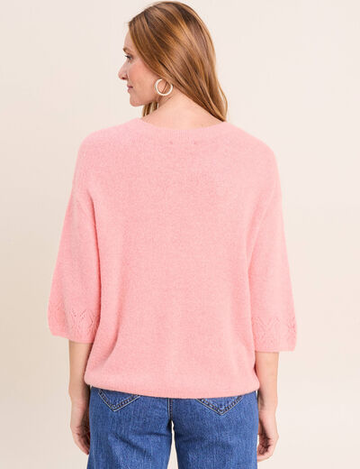 Pull manches coudes rose femme