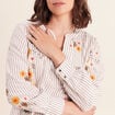 Blouse col v manches longues vert femme