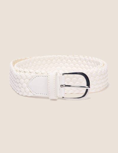 Ceinture tressée métalissée ecru femme