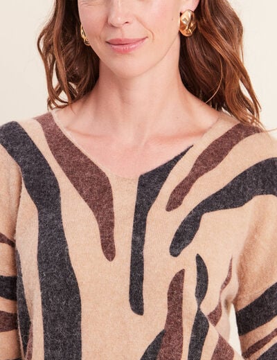 Pull manches longues marron femme