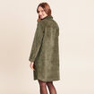 Robe droite courte velours col chemise vert kaki femme
