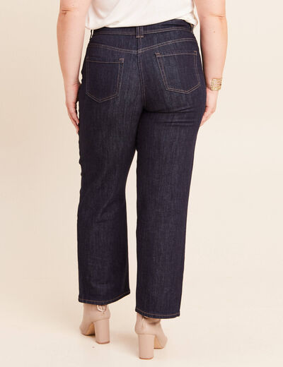 Jean coupe large 7/8&egrave;me taille haute denim brut femme