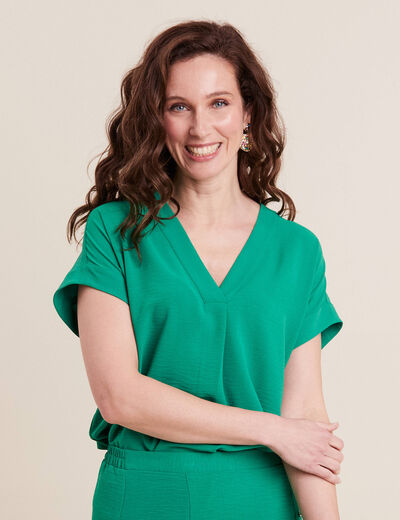 Blouse manches courtes vert émeraude femme