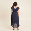 Robe longue évasée à volants bleu marine femme