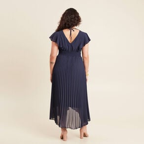robe longue evasee a volants bleu marine femme Robe longue évasée à volants bleu marine femme