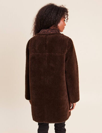Manteau col montant marron femme