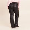 Pantalon bootcut enduit taille haute noir femme