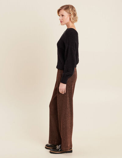 Pantalon flou effet tricoté couleur cuivre femme