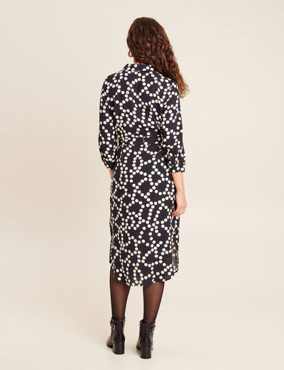 Robe longue évasée ceinturée noir femme