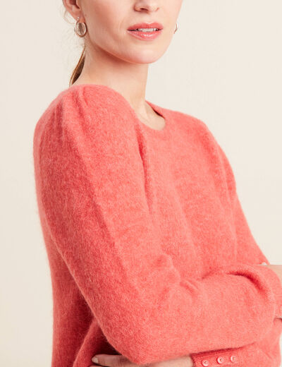 Pull manches longues rouge corail femme