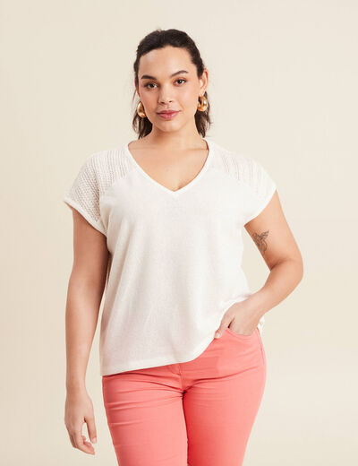 T-shirt manches courtes ecru femme