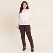 T-shirt cintr&eacute; col montant dentelle ecru femme