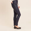 Pantalon iris&eacute; en similicuir bleu fonc&eacute; femme