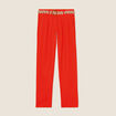 Pantalon large ceintur&eacute; orange femme