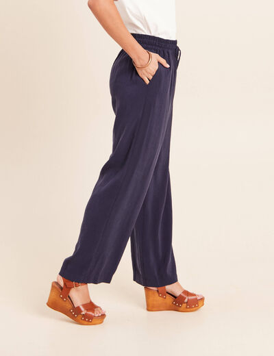 Pantalon large bleu marine femme