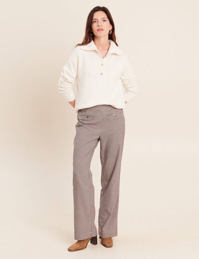 Pull col camionneur ecru femme