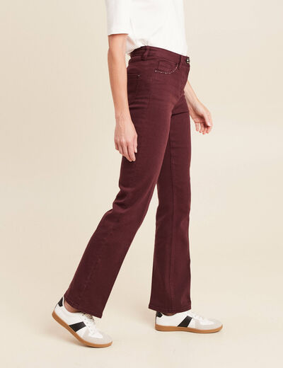 pantalon bootcut en jean bordeaux femme