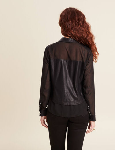 Chemise manches longues noir femme