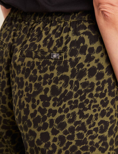 Pantalon large 7/8ème vert kaki femme