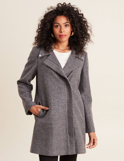 Manteau mi-long zippé gris clair femme
