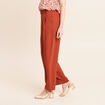 Pantalon large taille haute fluide marron fonc&eacute; femme