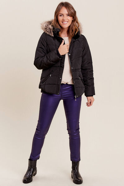 Pantalon ajusté aspect irisé violet foncé femme