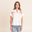 Chemise col chemise manches courtes blanc femme