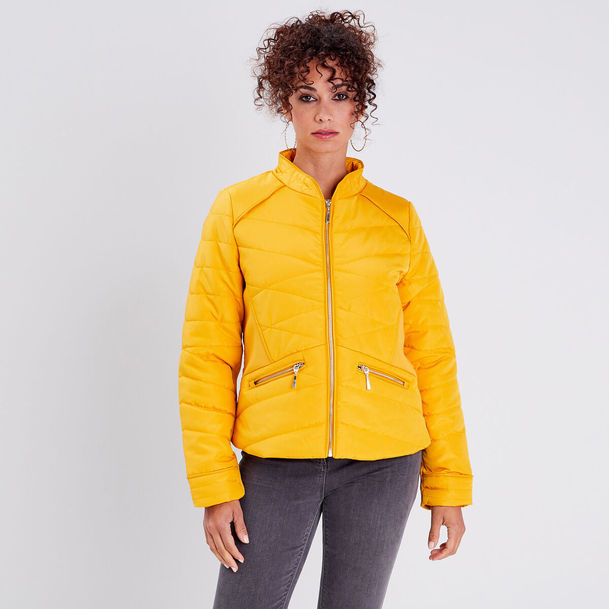 Doudoune droite jaune or femme