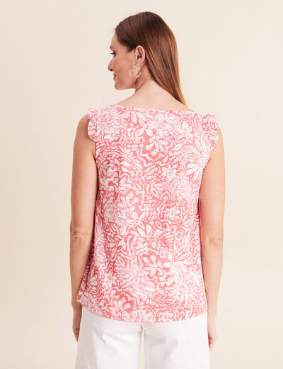 D&eacute;bardeur d&eacute;tails de volants orange corail femme