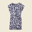 Robe droite fluide col en V bleu foncé femme