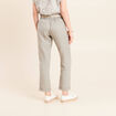 Pantalon coupe chino en lin ceintur&eacute; vert clair femme