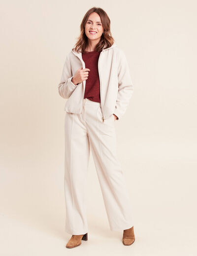 Pantalon taille haute en velours sable femme