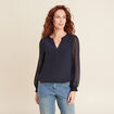 Blouse manches longues bleu foncé femme