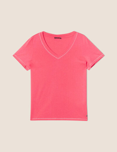 T-shirt manches courtes rose framboise femme