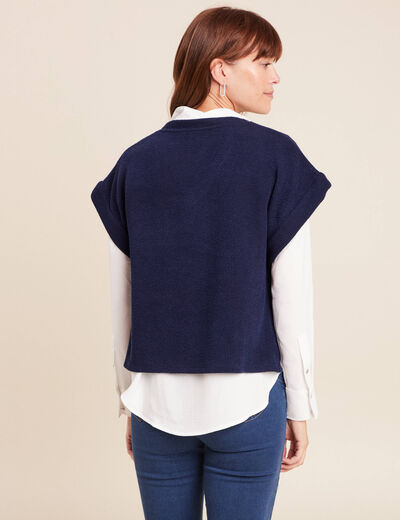 T-shirt sans manches bleu marine femme
