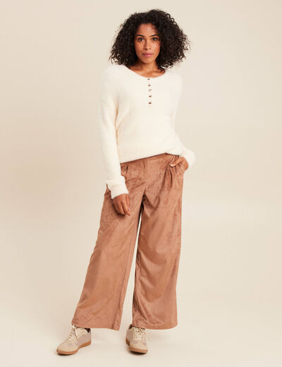 Pull col tunisien ivoire femme