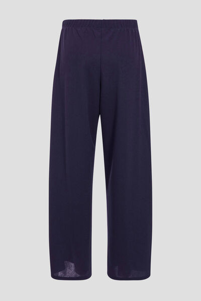 Pantalon large à pont bleu foncé femme